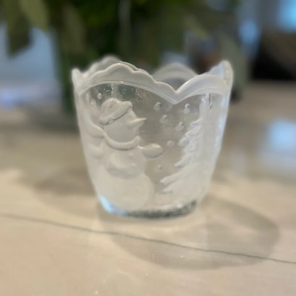 Crystal snow village decor votive holder or candy holder